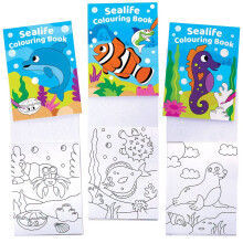 Baker Ross FC993 Sealife Mini Colouring Books for Kids - Pack of 12, Entertaining Travel Activities and Party Favours, Sealife