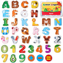 JoyCat Wooden Alphabet & Number Magnets for Toddlers Animal Colorful ABC