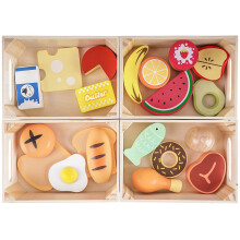 Wooden Food Toys for Toddlers 1-3 Play Food Sets, Pretend Play Kitchen Toys
