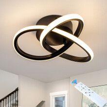 10 Inch Modern Dimmable LED Ceiling Light with Remote, Adjustable Color Temperature Fixture, Black