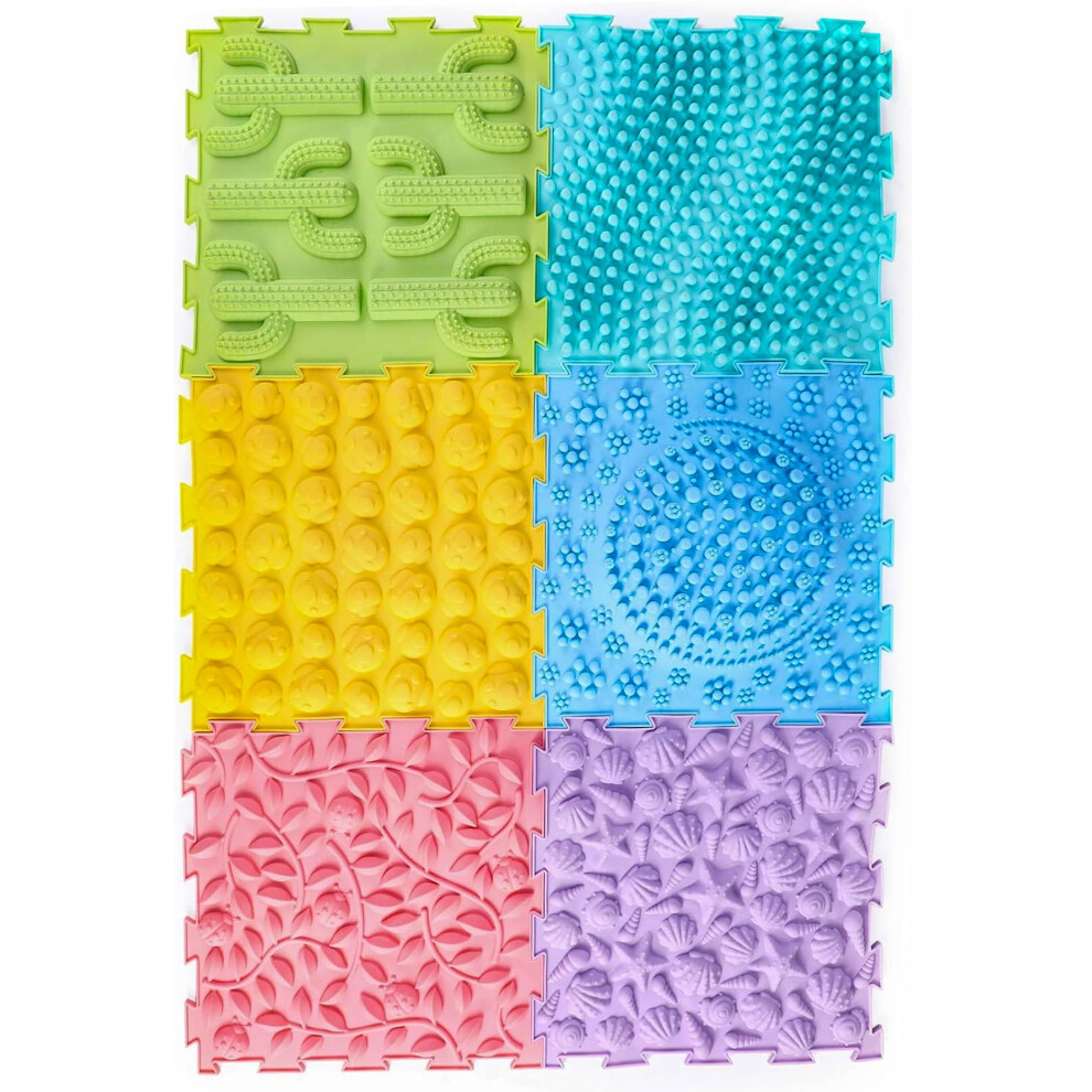 Multicolored Massage Puzzle Floor Mats - Interlocking Orthopedic Game Mat Set For Kids & Adults, Tactile Play, Stress Relief, And Se Sensory Junction