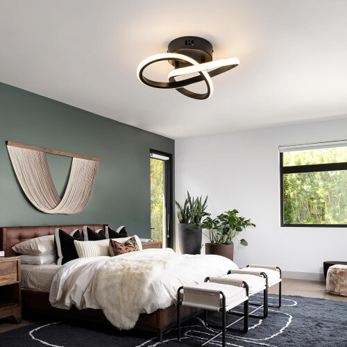 10 Inch Modern Dimmable LED Ceiling Light with Remote, Adjustable Color Temperature Fixture, Black 2