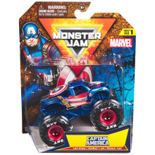 Monster Jam - Original Monster Truck in Marvel Superhero Design, Monster Stunt Action to Play and Collect, Scale 1:64, Ages 3+ (Assorted Designs, Ran