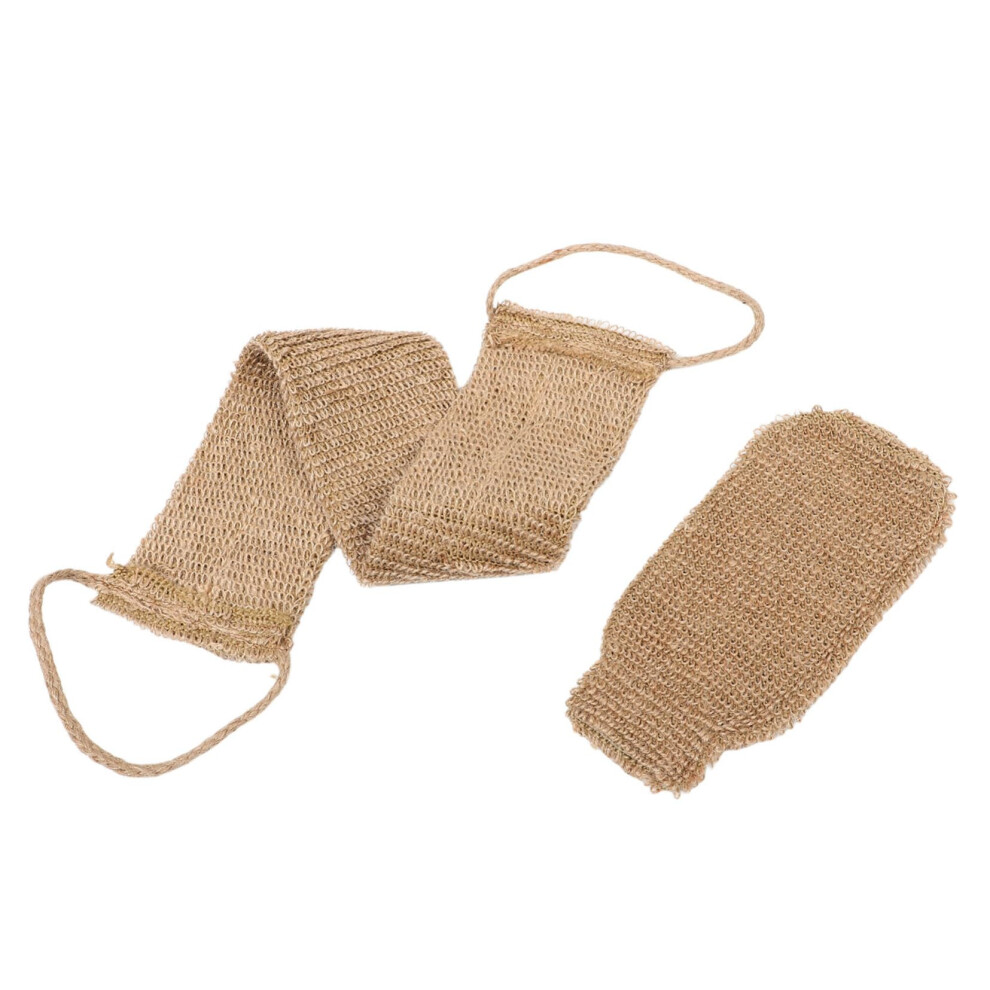 Exfoliating Back Scrubber Set with DoubleSided Sisal and Gloves for Shower Skin Care