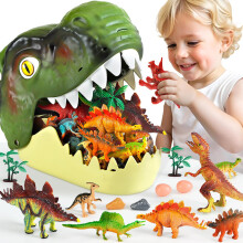 HahaGift Dinosaur Toys for 2 3 4 Year Old Boy Gifts: 45 Pieces Dinosaurs Figures Playset for Kids Boys Age 2 3 4 5 - Birthday Gift for Toddler Boys &