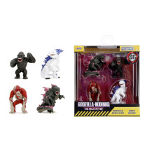 Jada Godzilla Metal Wave 1 Pop Culture Collectible Figures 4 pack - Godzilla King Kong Shimo Skar - For Fans & Collectors Aged 8+ 6.5cm Each