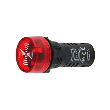 Industrial Alarm Buzzer with Bright Red LED Warning Light, Continuous Sound Alert, AC/DC 24V 220V