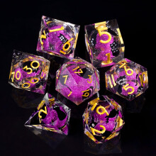 ORUZA 7 PCS Liquid Core Polyhedral DND Dice, Resin Sharp Edge Dice Set for D&D Dungeons and Dragons RPG MTG Table Games