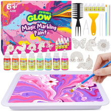 Hapikids Water Marbling Paint for Kids, Arts and Crafts for Kids Age 6-12 Gifts for 6 7 8 9 10 11 12 Years Olds Girls Toys for 6-12 Year Old Girls Bi
