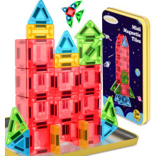 LeagoEra Mini Magnetic Tiles Toddler Toys, 32PCS Travel Magnetic Tiles Building Blocks Toy Plane Activities for Kids Ages 3 4 5 6 7 8 Years Old Boys