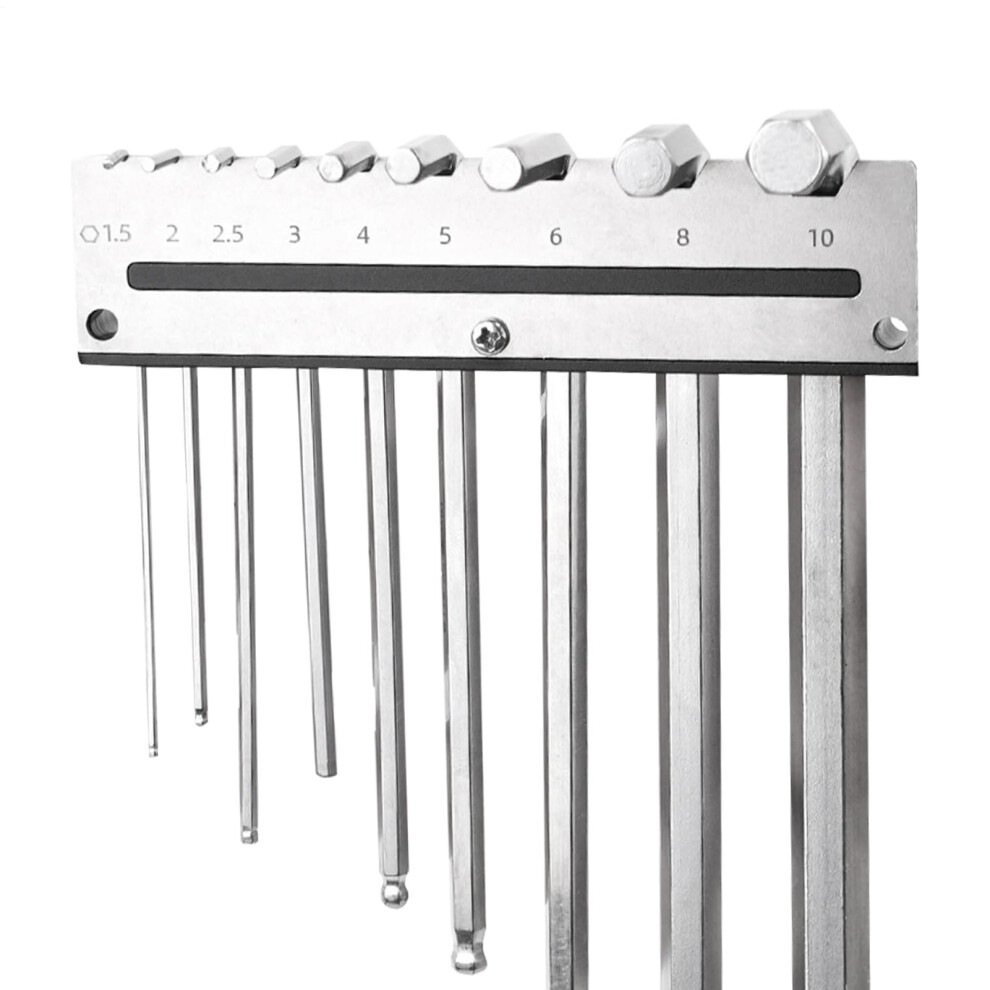 Hex Wrench Holder Wall Mount Aluminum Rack With Clear Size Labeling For Garage Workshop Tool Storage 9070919982903