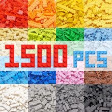 HIUME 1500 Pieces Building Bricks Bulk Set, Classic Construction Blocks in Storage Box, Compatible with All Major Brands, 14 Shapes 12 Colors
