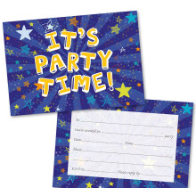 Party Invitations Pack of 36. Blue Starburst Themed Invitation with Matching envelopes. 120 x 172mm. Party Invites, Birthday Party Invitations. Suita