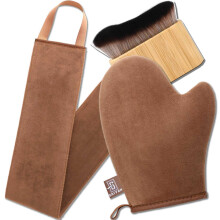 Self Tanning Mitt Applicator Kit 3 Pack with Kabuki Body Brush and Back Applicator, Velvet Soft