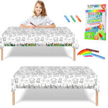Giant Colouring Poster Table Cloth for Kids,47x71inch Jungle Animals Colouring Posters with 18 Paint Pens Coloring Educational Poster Drawing Paper T