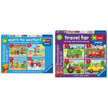 Ravensburger What's The Weather? My First Jigsaw Puzzles for Kids 2 Years Up (2, 3, 4 & 5 Pieces) & Travel Far, My First Jigsaw Puzzles (2, 3, 4 & 5
