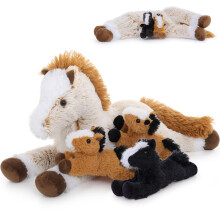 MorisMos Horse Teddy Soft Toy with Babies inside, Cuddly Pony Plush Stuffed Animal Big, Kawaii Horses Presents for Girls Boys Kids Children Birthday