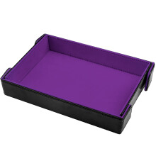 SIQUK Magnetic Folding Dice Tray Rectangle Dice Rolling Tray PU Leather Foldable Dice Holder Storage Box for D&D RPG Dice Games, Violet