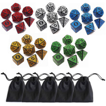 Polyhedral DND Dice Set, 5 Pack Dice Sets Fit for Dungeons and Dragons D&D RPG Games 7-Die Polyhedral Dice with Vintage Pattern (35 Pieces)