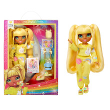 Rainbow High Junior High PJ Party - Sunny (Yellow) - 22 cm Posable Doll with Soft Onesie, Slippers and Play Accessories - Kids Toy - Great for Ages 4