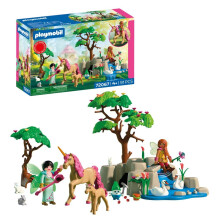Playmobil Fantasy and Magic Fairy Excursion, 2 fairies, unicorn family and Joyling with gemstone cave, Promotes creativity, Children's toy for ages 4