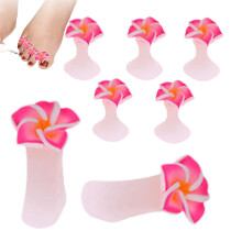 Silicone Toe Separators for Women, Reusable Pedicure Toe Dividers with Pink Rose Design