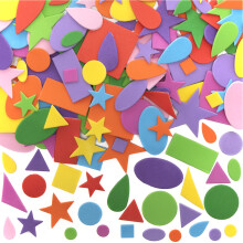 Baker Ross EK2352 Self-Adhesive Foam Shapes (Pack of 180) for Kids Arts and Crafts, Vinyl, Assorted, 1cm-5cm
