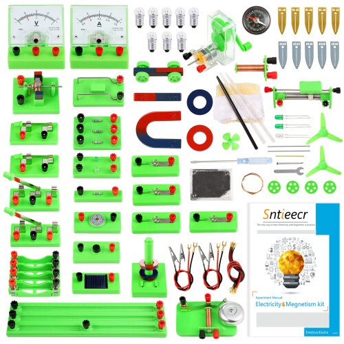Sntieecr STEM Physics Electric Circuit Learning Starter Kit, Science Lab Basic Electricity Magnetism Experiment Education Kits Set for Junior Senior H