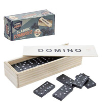 Retro Classic Games Desktop Wooden Dominoes Children and Family Fun, Black