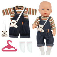 Aolso Baby Doll Clothes for 14-18 Inch Doll 35-45 cm Baby Doll, New Doll Clothes Outfits, Bear Overalls with 1 Coat hanger, New Born Baby Dolls Girls