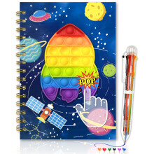 GINMLYDA Pop Secret Diary for Boys with Pen, 8.25x5.7 Inches 160 Pages Spacecraft Fidget Kids Notebook and Pen Set for Boys Birthday Presents A5 Spir
