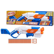Nerf N Series Strikeback Blaster with Snapback Action, Internal 6-Dart Clip & 12-Dart Storage, Includes 18 Official N1 Foam Darts, High-Performance T