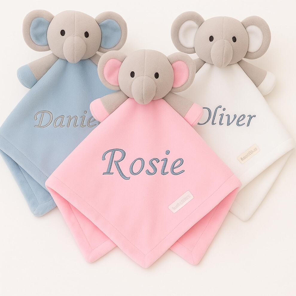 Baby Personalised Elephant Comforter Blanket Soft Snuggly Animal Design ( Elephant) Pink The Baby Box Uk