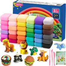 Moseem Air Dry Clay Kits, 36 Coloured Modelling Clay for Kids with 3 Tools & Project Booklet,Safe and Non-Toxic,Ultra Light Clay,Creative Art DIY Kid