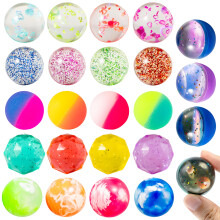 JOYIN 24pcs 32mm Bouncy Balls Party Bag for Kids, 6 Unique Styles, Multiple Colors, Pass the Parcel Prizes, Perfect for Stocking Fillers Kids, Unisex