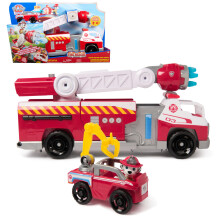 Paw Patrol Fire Rescue: Rapid Reload Fire Truck with Marshall Figure, Quick-Fire Launcher, Lights and Sounds, Kids Toys for Boys and Girls Ages 3 and