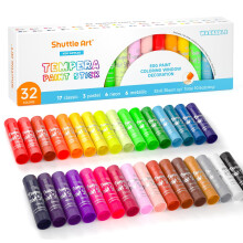 Shuttle Art Tempera Paint Sticks for Children, 32 Colours, Washable Gouache Tempera Paint Sticks for Kids, Twistable, Mess-Free, Fast Drying, Work Gr
