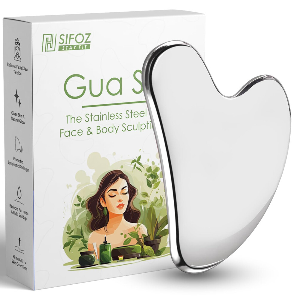 Stainless Steel Gua Sha Facial Massage Tool for AntiAging, Reduces Puffiness and Muscle Tension