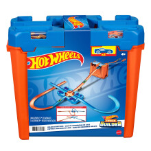 Hot Wheels Track Builder Deluxe Stunt Box, Over 5 metres Track Builder System, Head-to-Head Stunt Tracks with Dual Launchers, Includes 2 Toy Cars, To