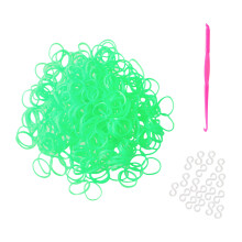 300 Green Loom Bands Refill Pack with Hook Tool and Clips Art Craft Friendship Bracelet Jewellery Making Childrens Game