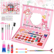 Aomig Kids Makeup Sets for Girls, 37 Pcs Washable Children's Make Up Kit with 8 Brushes, Non-Toxic Cosmetic Beauty Set Gift for Kids, Princess Preten