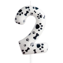 Cxryrzhe 2nd Birthday Candle Dog Paw Number 2 Candle Dog Paw Cake Decoration Birthday Party Supplies White Dog Paw Print Themed Cake Topper Decoratio