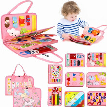 Exorany Busy Book for Toddlers (8 pages), Busy Book for 2+3 4 5 6 Year Old Boys & Girls, Montessori Travel Toy on Plane & Car, Birthday Gift Educatio