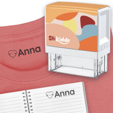 StiKiddo Personalised Name Stamp for Clothes Kids - for Clothing & Paper, Child Label Stamp for School Uniform & Nursery, Washing Machine Safe and C