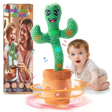 Dancing Talking Cactus Toy for Baby Toddler, Singing Cactus with 120 Pcs Songs+Dancing+Recording+LED, Mimicking Recording Cactus Toys Gift for 0-6 6-