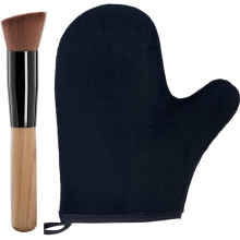 2 Piece Self Tanning Mitt and Brush Set, Reusable Applicator Glove for Streak Finish, Black