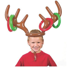 VEYLIN Christmas Party Toss Game Inflatable Reindeer Antler Hat with Rings for Kids Adults Family Xmas Fun Games