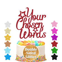 Personalised Cake Topper | Customized Birthday Cake Decorations. Double Sided Glitter Card Text Customized | Birthday or Wedding Party Multicolour Gl