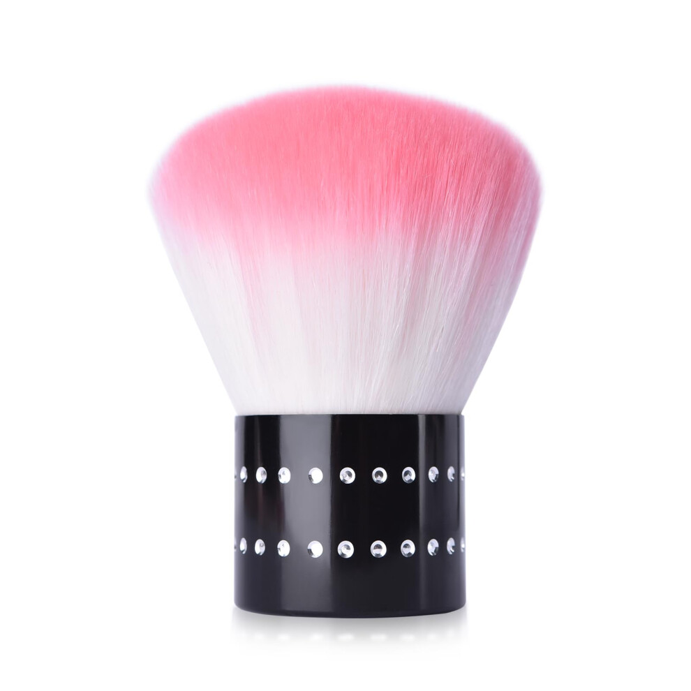 Pink Nail Dust Brush With Soft Skinfriendly Bristles For Acrylic Nails, Rhinestone Handle,
