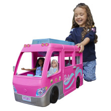 Barbie Dream Camper, Pink Camper with 7 Play Areas, 60 Toy Accessories, 2 Puppies, Pool and 80 cm Slide, Toys for Ages 3 and Up, One Camper, HCD46